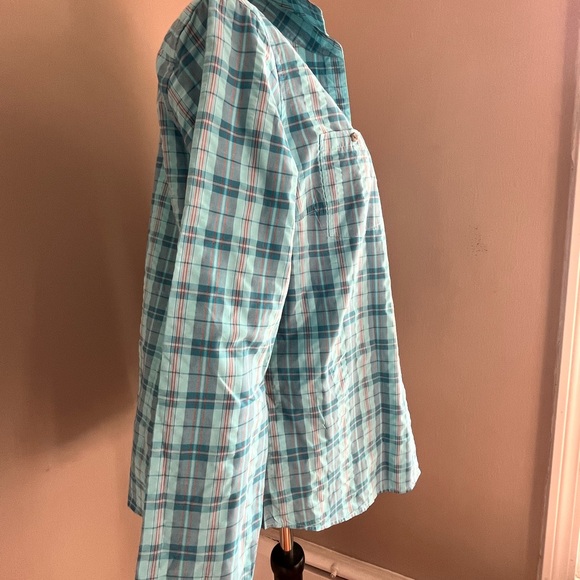 Eddie Bauer Teal and Red Plaid Long Sleeve Collar Buttoned Down Shirt Large - Picture 6 of 13